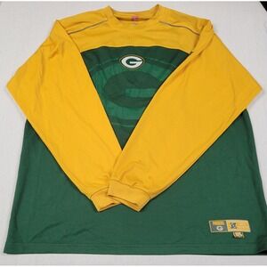 NFL Green Bay Packers NFC North Long Sleeve Jersey Shirt Mens Size XL Green/Gold